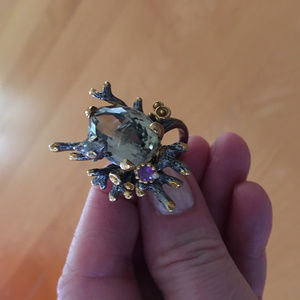 Lemon Quartz 925 Sterling Silver Ring Size 7.5